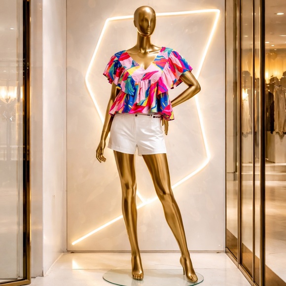 Colorful Women's Ruffle Top - Picture 1 of 2